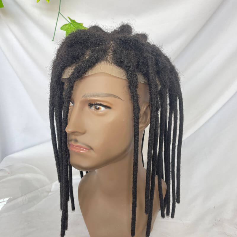 12 Inch Transparent Full Lace Base Afro Dreadlock Extensions Toupee For Men and Women Human Hair Dreadlock Crocheted On the Toupee