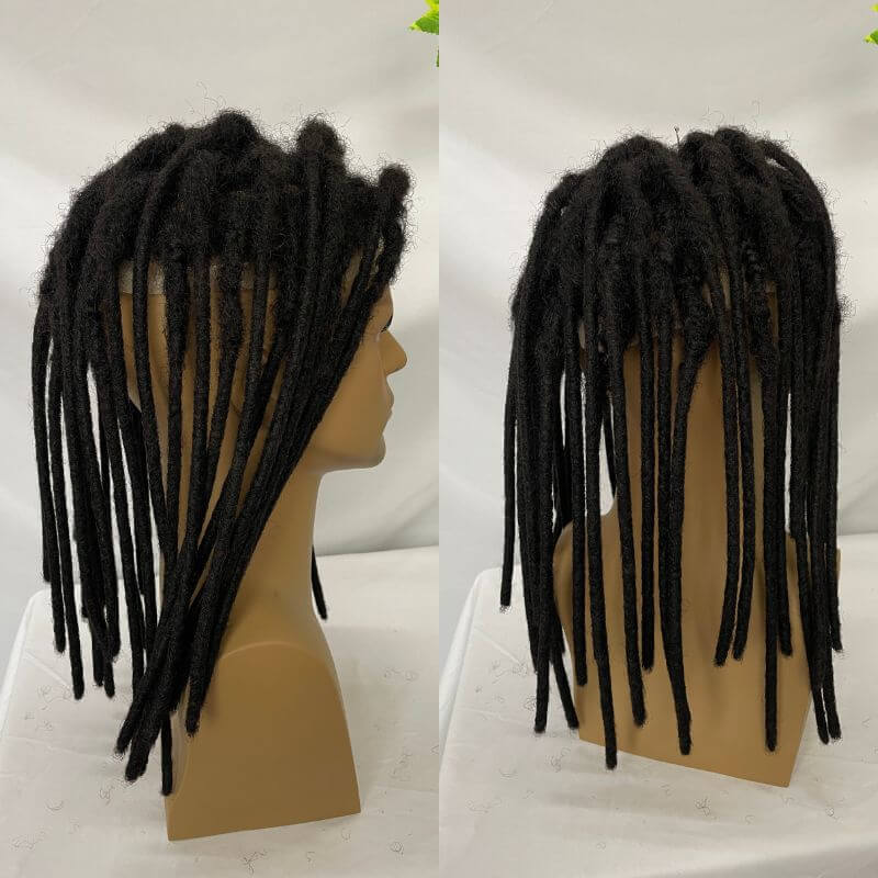 12 Inch Transparent Full Lace Base Afro Dreadlock Extensions Toupee For Men and Women Human Hair Dreadlock Crocheted On the Toupee