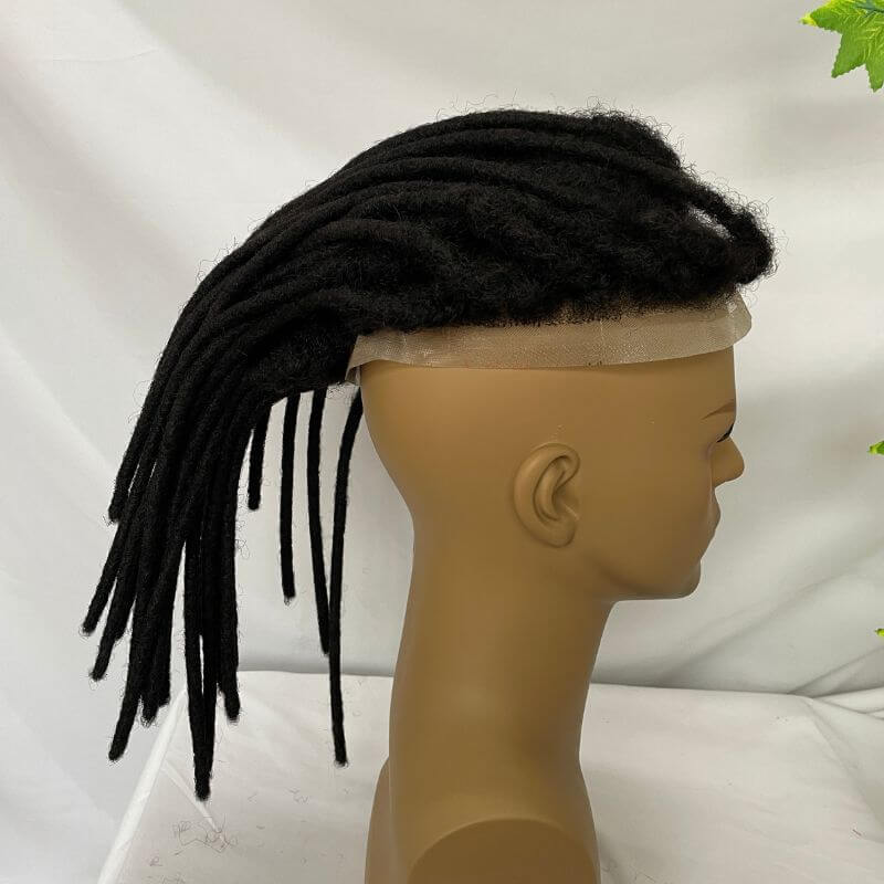 12 Inch Transparent Full Lace Base Afro Dreadlock Extensions Toupee For Men and Women Human Hair Dreadlock Crocheted On the Toupee