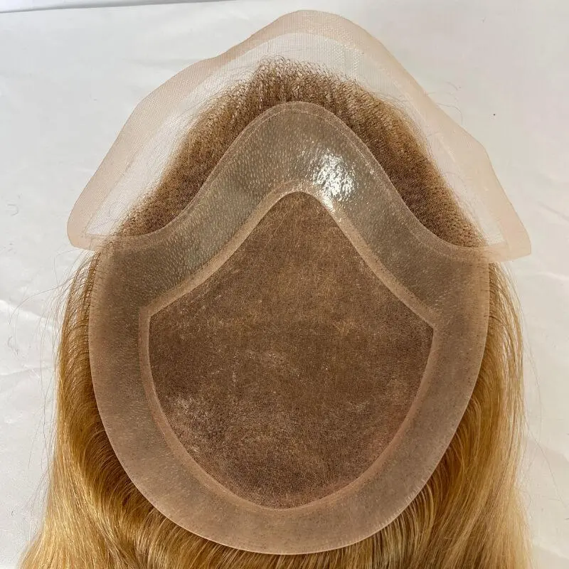 Men's Toupee Ombre Ash Blonde  12 Inch Long Human Hair 10x8 Hairpieces Human Hair Ombre 27 Color Mono Net with PU around