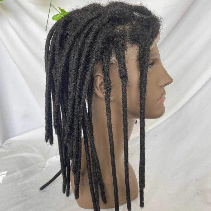 12 Inch Transparent Full Lace Base Afro Dreadlock Extensions Toupee For Men and Women Human Hair Dreadlock Crocheted On the Toupee