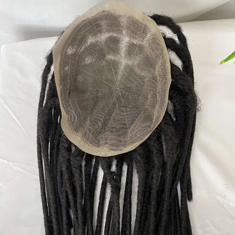 12 Inch Transparent Full Lace Base Afro Dreadlock Extensions Toupee For Men and Women Human Hair Dreadlock Crocheted On the Toupee