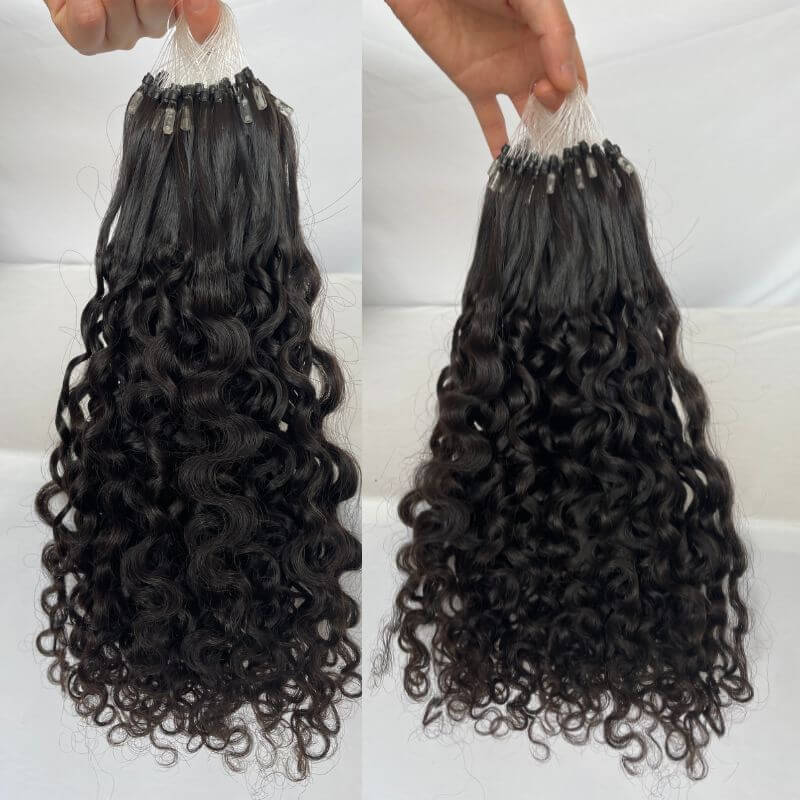 Micro Loop Hair Extensions Remy Human Hair Bur,ese Deep Wave Curly Hair For Black Women Human Hair Easy To Install 1B