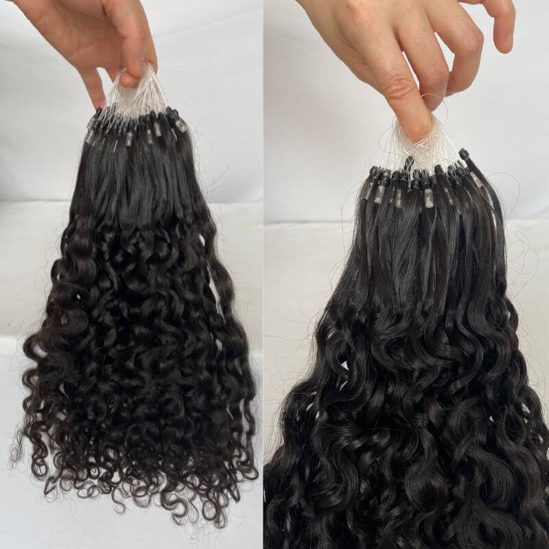 Micro Loop Hair Extensions Remy Human Hair Bur,ese Deep Wave Curly Hair For Black Women Human Hair Easy To Install 1B