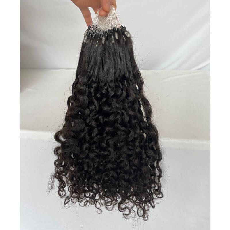 Micro Loop Hair Extensions Remy Human Hair Bur,ese Deep Wave Curly Hair For Black Women Human Hair Easy To Install 1B