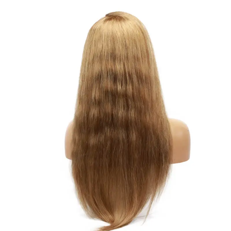 Sliky Straight Human Hair Blonde Lace Front Wigs Side Part Baby Hair #18 Brazilian Remy Human Hair Lace Wig For Women