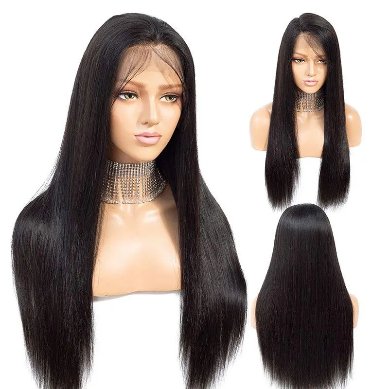 Pre-Made Fake Scalp Glueless Full Lace Wigs Human Hair With Pre Plucked Baby Hair Brazilian Straight