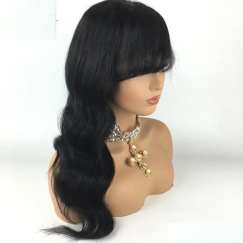 Full Lace Wig Brazilian Hair Body Wave Wig 130% Density with Baby Hair Natural Hairline African American Wig