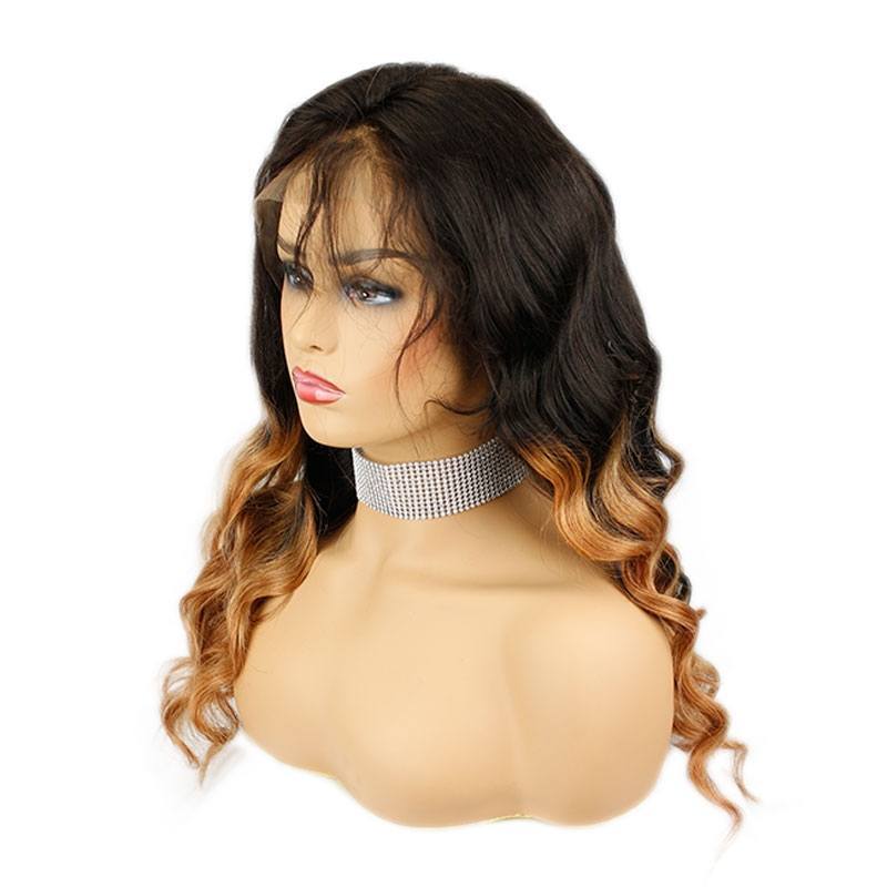 Black Blonde Full Lace 1B 30 Ombre Loose Wave Glueless Lace Front Wig with Baby Hair Pre-Plucked Hairline