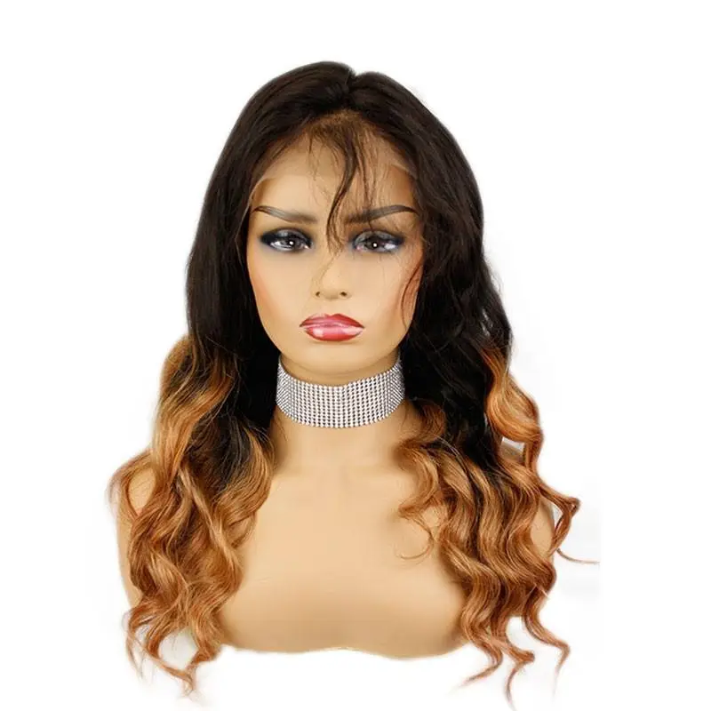 Black Blonde Full Lace 1B 30 Ombre Loose Wave Glueless Lace Front Wig with Baby Hair Pre-Plucked Hairline