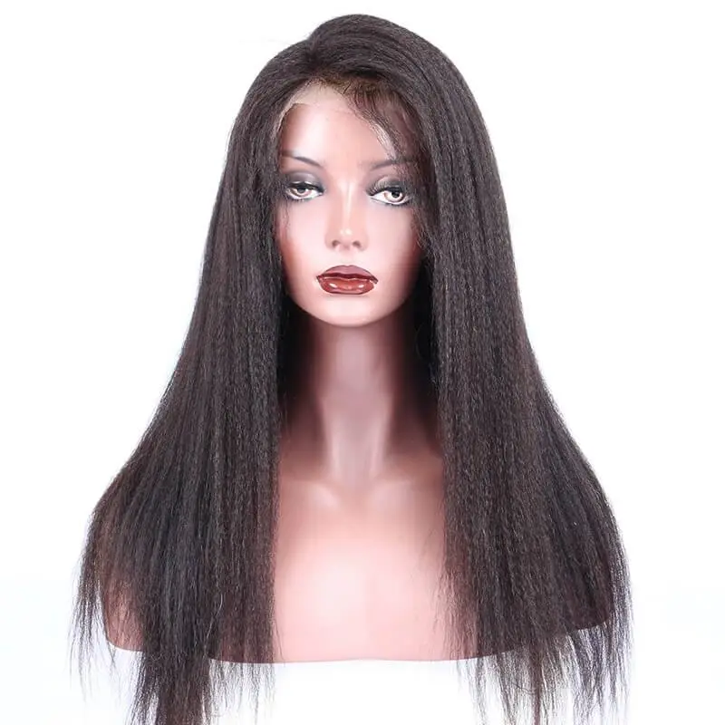 Italian Yaki Straight Glueless Full Lace Human Hair Wigs For Black Women Malaysian Hair Lace Frontal Wig