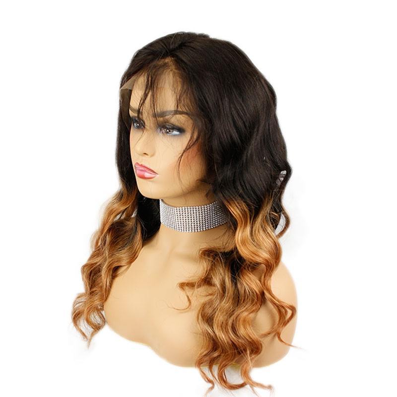 Black Blonde Full Lace 1B 30 Ombre Loose Wave Glueless Lace Front Wig with Baby Hair Pre-Plucked Hairline