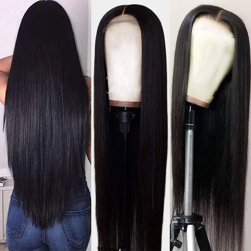 Pre-Made Fake Scalp Glueless Full Lace Wigs Human Hair With Pre Plucked Baby Hair Brazilian Straight