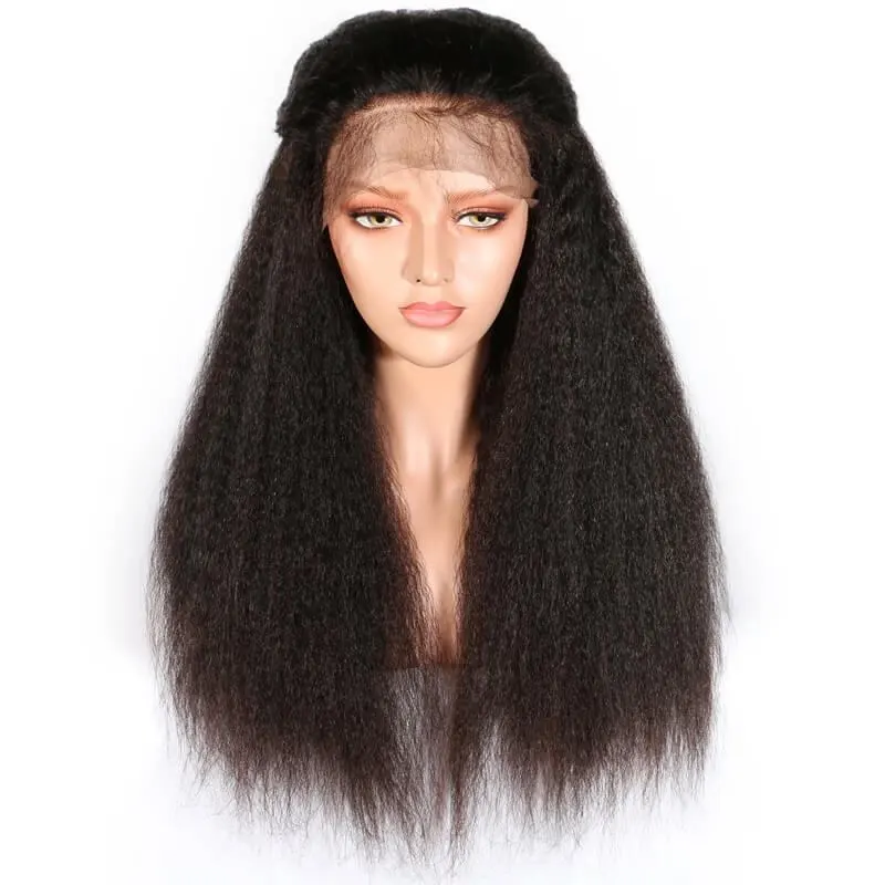 Full Glueless Lace Wigs With Baby Hair 130% Density Natural Hairline Kinky Straight Virgin Human Hair For Black Women Wigs