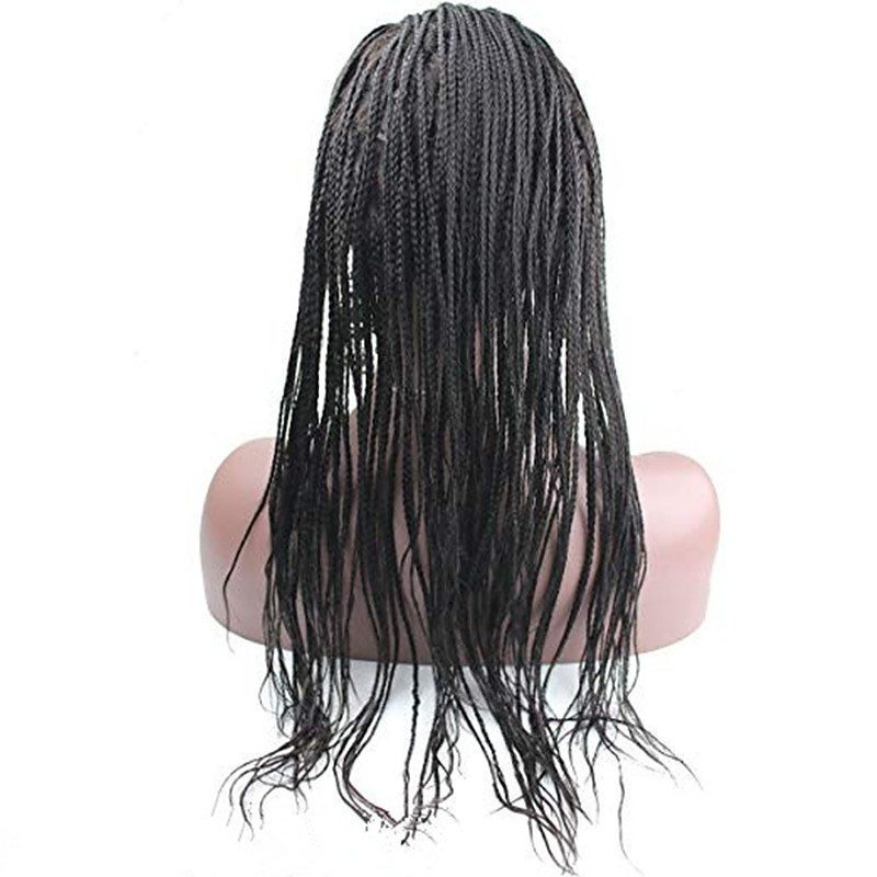 African Braids Full Lace Wig Cornrows Braiding Asymmetrical Rihanna style Brazilian Hair Black Wig 180% Density Soft Women Natural Hairline