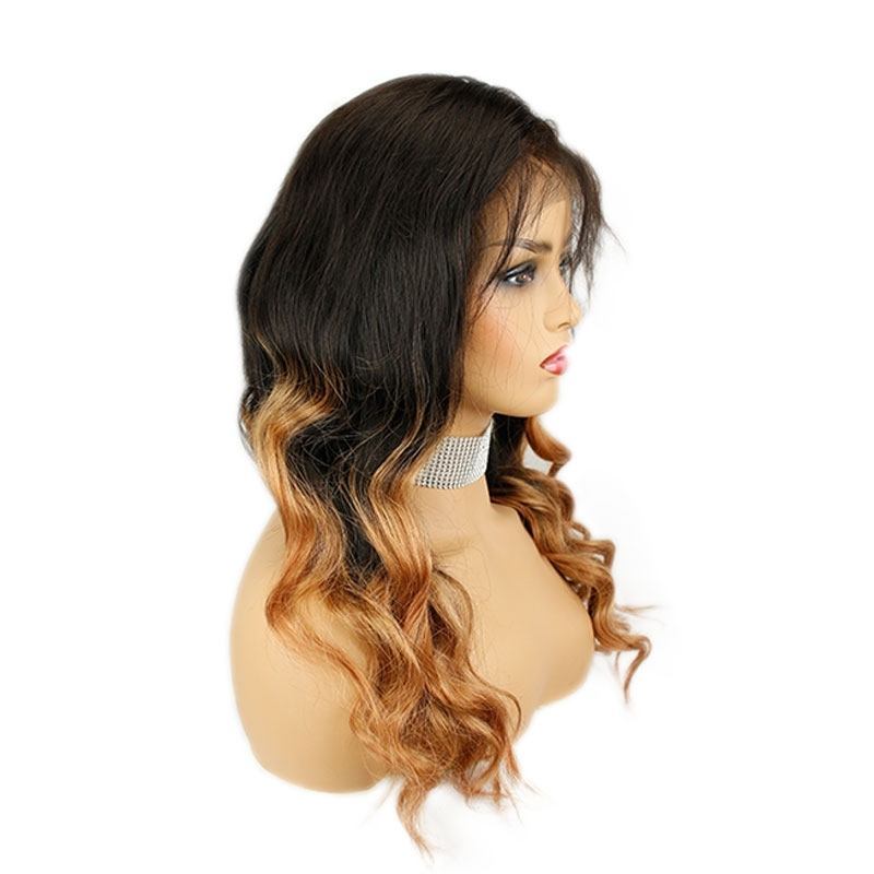 Black Blonde Full Lace 1B 30 Ombre Loose Wave Glueless Lace Front Wig with Baby Hair Pre-Plucked Hairline