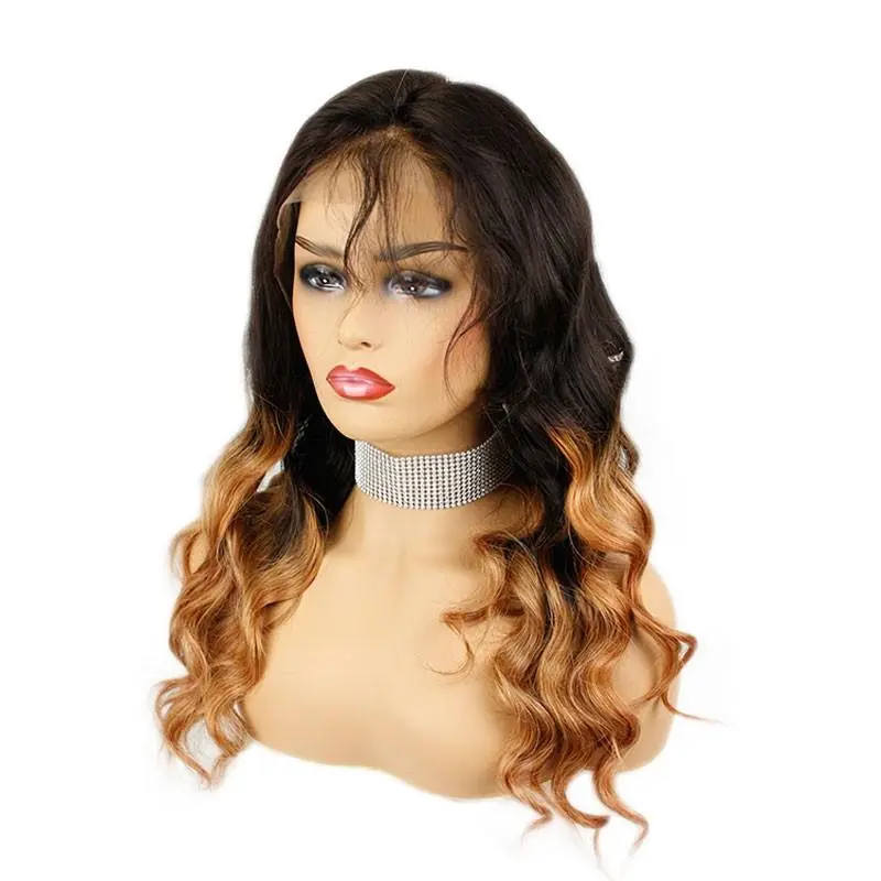Black Blonde Full Lace 1B 30 Ombre Loose Wave Glueless Lace Front Wig with Baby Hair Pre-Plucked Hairline