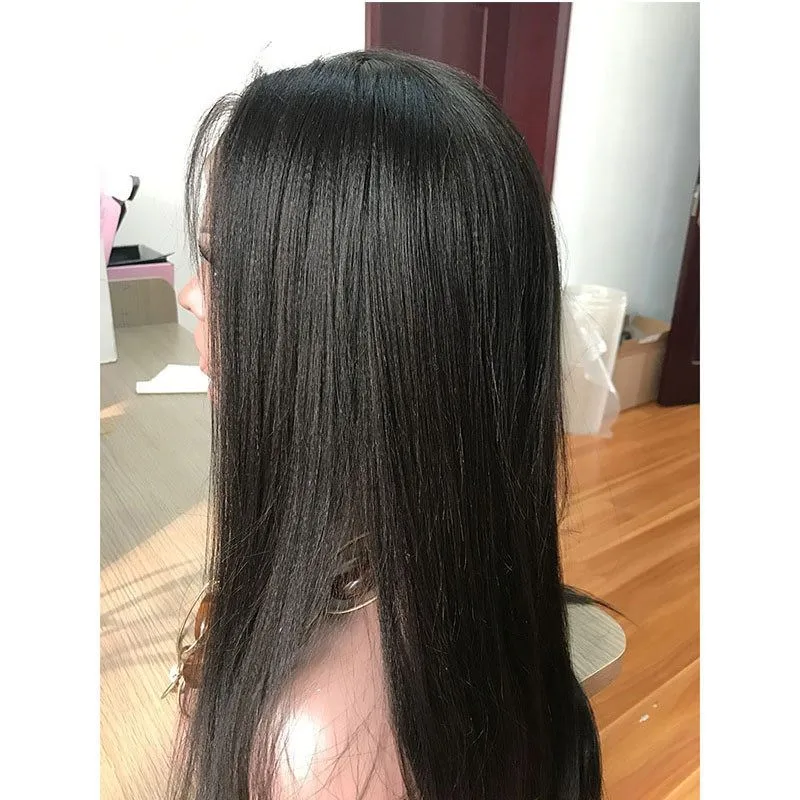 Yaki Straight Human Hair Wigs Pre Plucked Full Lace Human Hair Wigs with Baby Hair Brazilian Remy Hair For Black Women