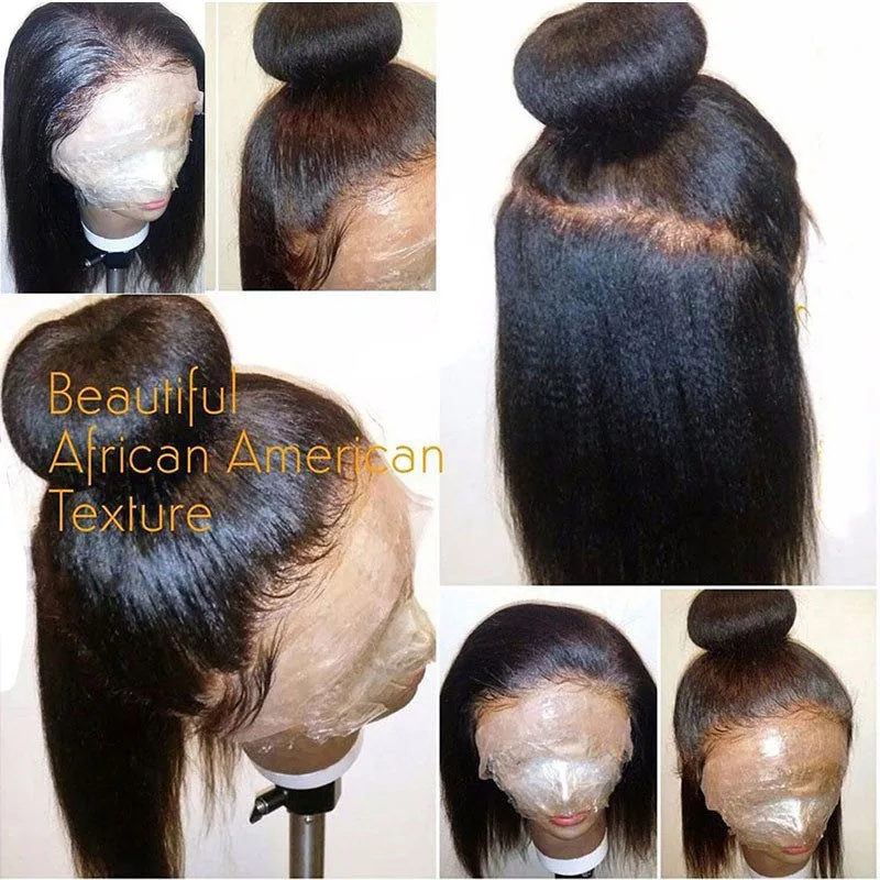 Yaki Straight Human Hair Wigs Pre Plucked Full Lace Human Hair Wigs with Baby Hair Brazilian Remy Hair For Black Women