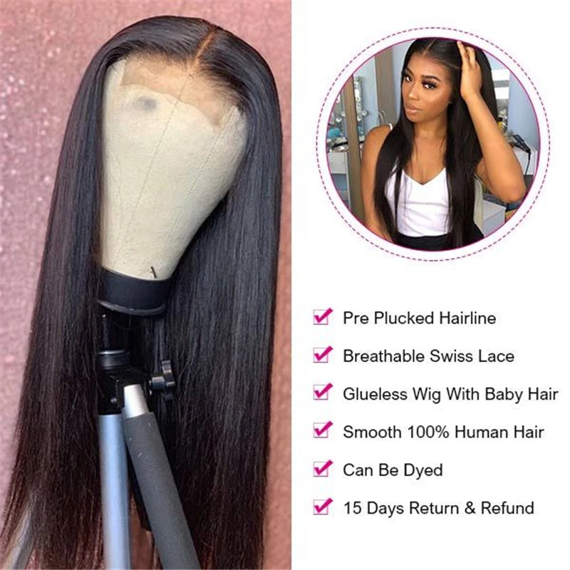 HD Transparent Lace Wigs Affordable 180% Density 13X6 Lace Front Wigs Straight Human Hair Wig For Women