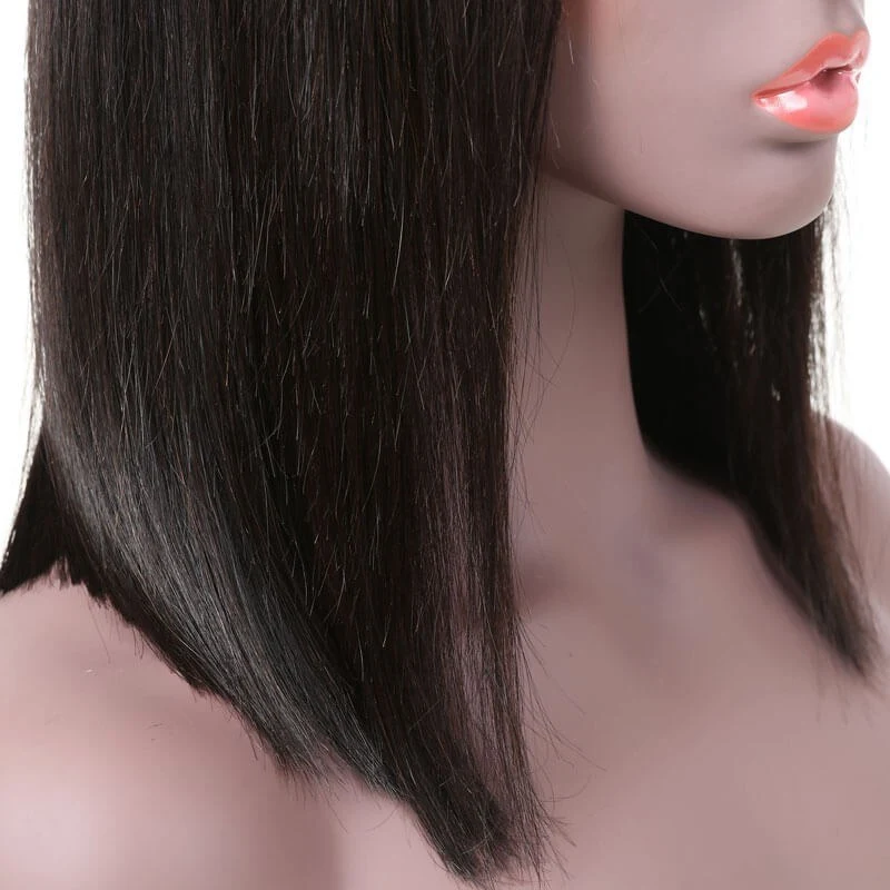Straight Short Bob Wig Lace Frontal 150% Density Wig Pre Plucked 100% Human Hair Super Soft