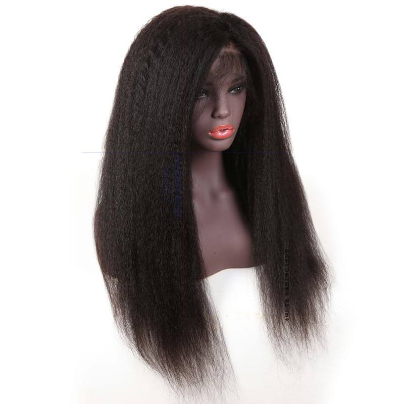 High Quality Lace Frontal Kinky Straight Pre Plucked With Baby Hair 13*4 Remy Human Hair 130% Density Wigs Soft