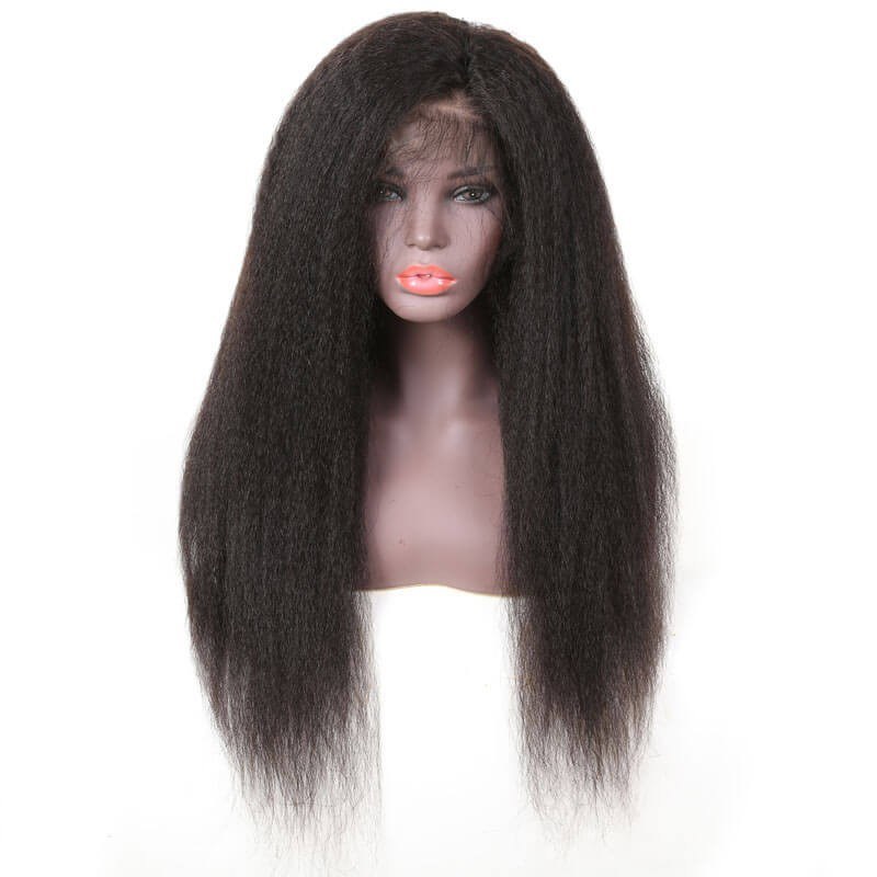 High Quality Lace Frontal Kinky Straight Pre Plucked With Baby Hair 13*4 Remy Human Hair 130% Density Wigs Soft