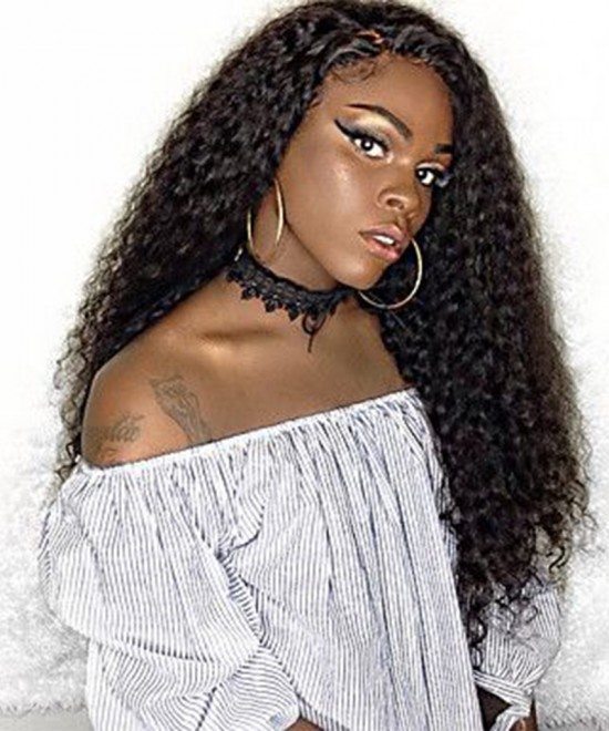 Pre-Made Fake Scalp Glueless Lace Frontal Wigs Human Hair With Pre Plucked Baby Hair Brazilian Loose Curly High Density