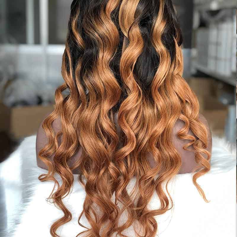 1BT30 Color Loose Wave 100% Human Hair 130%Density Lace Front Pre-Plucked Hair Line For Black Women With Baby Hair
