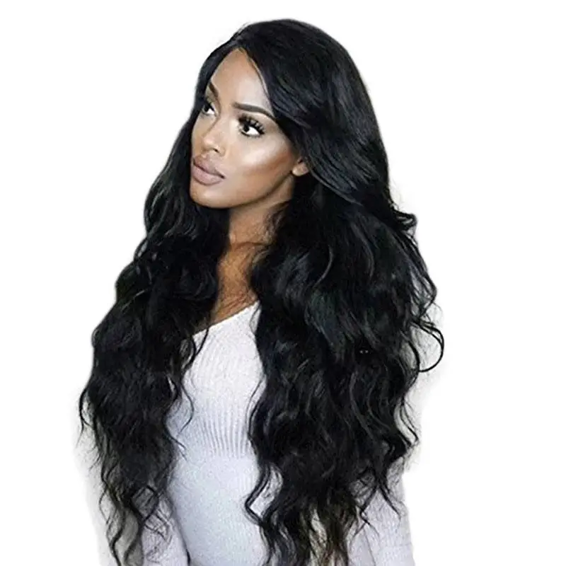 180 Density Peruvian Non-Remy Human Hair Lace Frontal Loose Wave Human Hair Wigs For Black Women Pre Plucked Hairline Natural Color Full Lace Wig