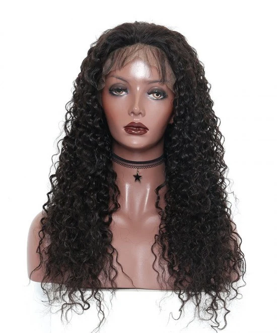 Pre-Made Fake Scalp Glueless Lace Frontal Wigs Human Hair With Pre Plucked Baby Hair Brazilian Loose Curly High Density