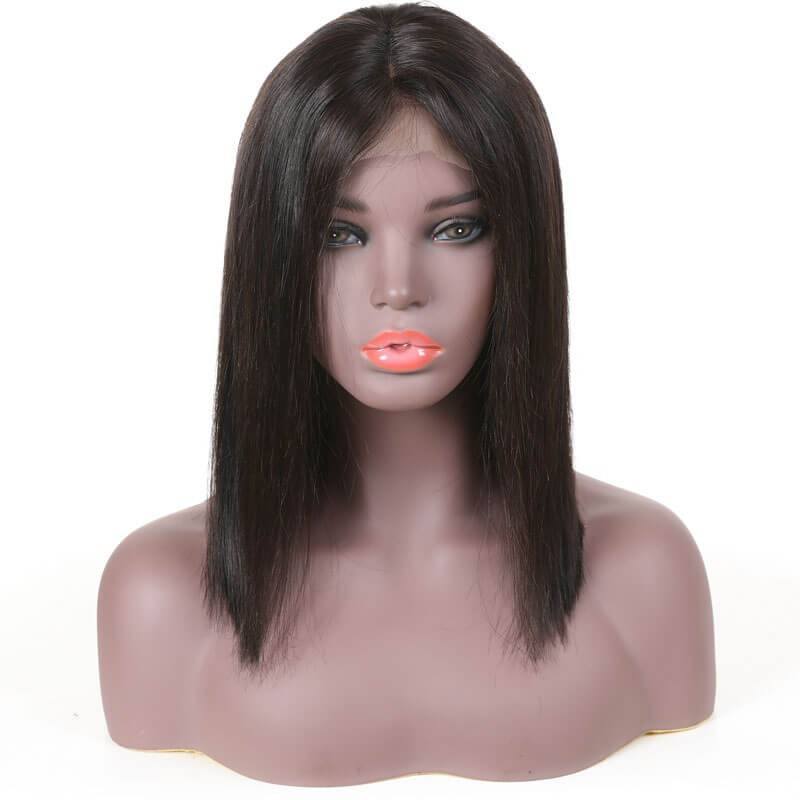 Straight Short Bob Wig Lace Frontal 150% Density Wig Pre Plucked 100% Human Hair Super Soft