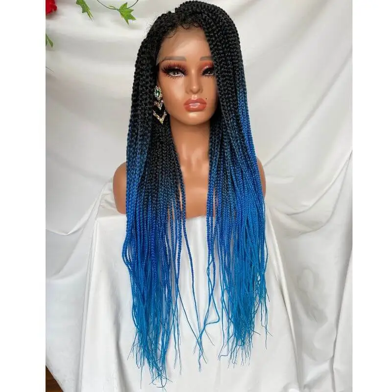 36 Inch  Full double Lace Front Box Braided Wigs Knotless Cornrow Braids Lace Frontal Wig Synthetic Black Hand Braided Wigs With Baby Hair for African American Women