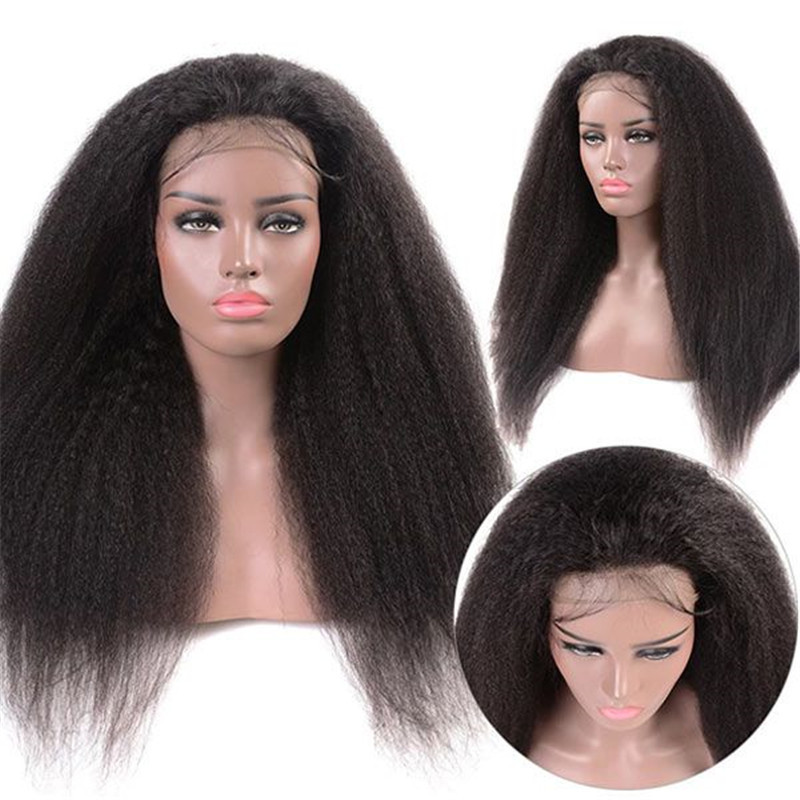 Transparent Lace 13x4 Lace Front Wig Kinky Straight Human Hair Wigs For Women