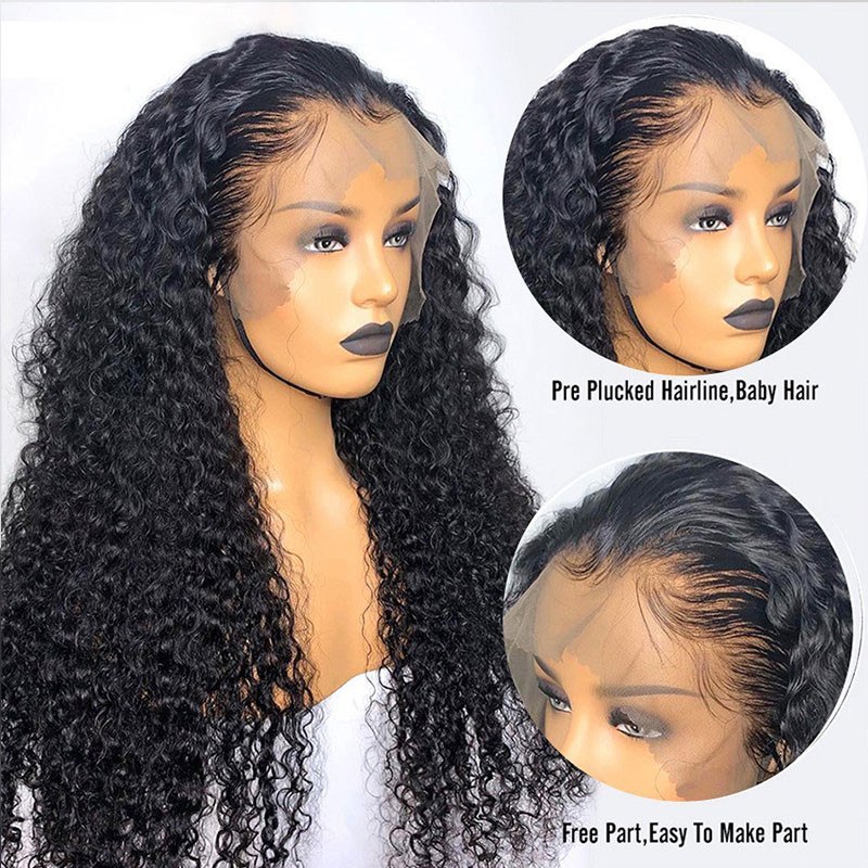 10A Grade Brazilian Lace Front Human Hair Wigs With Baby Hair  Natural Curly Vigin Human Hair Glueless Wigs For Black Women