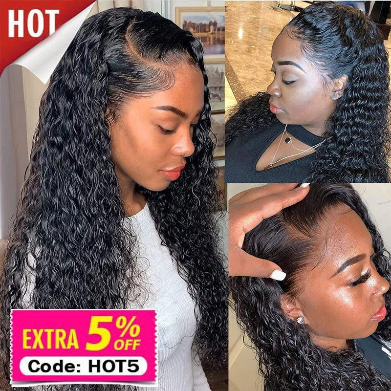 Wet And Wavy Wigs Human Hair For Black Women Water Wave Lace Front Human Hair Wigs With Baby Hair Glueless