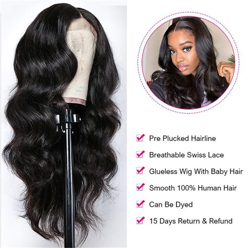 HD Transparent Lace Wigs 180% Density 13X6 Lace Front Wig Eseewigs Pre Plucked Body Wave Wig