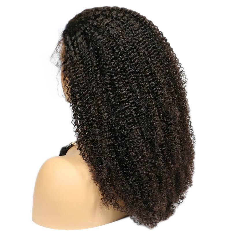 Lace Front Wig 180% Density Kinky Curly Brazilian Virgin Hair Pre Plucked With Natural Baby Hair