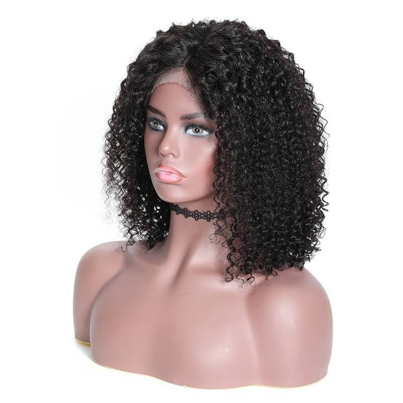 Short Bob Wig Lace Frontal 180% Density Wig Jerry Curly 100% Human Hair Super Soft