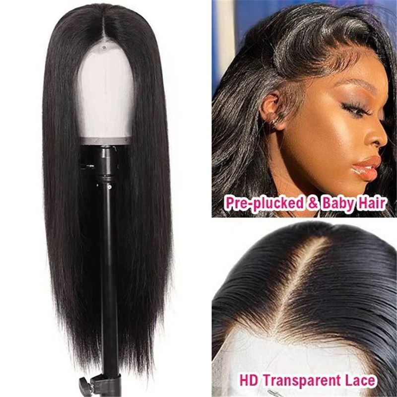 Silk Straight Transparent Lace 13x4 Lace Front Wig Pre Plucked With Baby Remy Hair