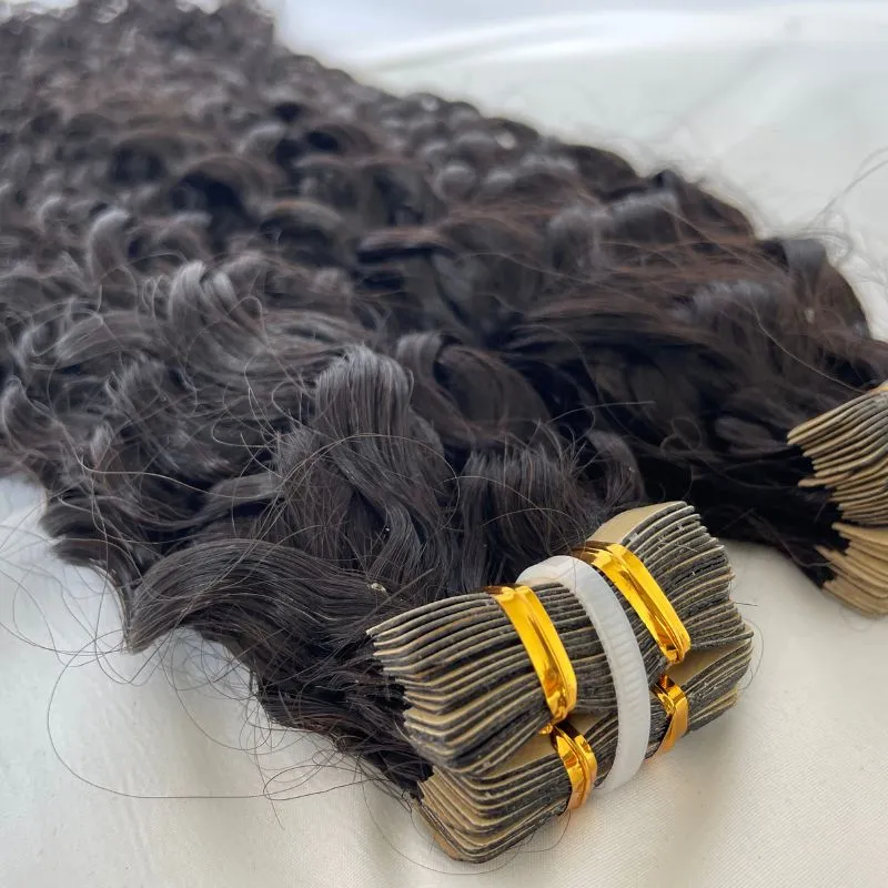 12A Tape Hair Extensions Cambodian Hair 100% Human Virgin Hair  Curly Double-sided Strong Tape In Hair  Adhesive For Woman 40 pcs/Lot