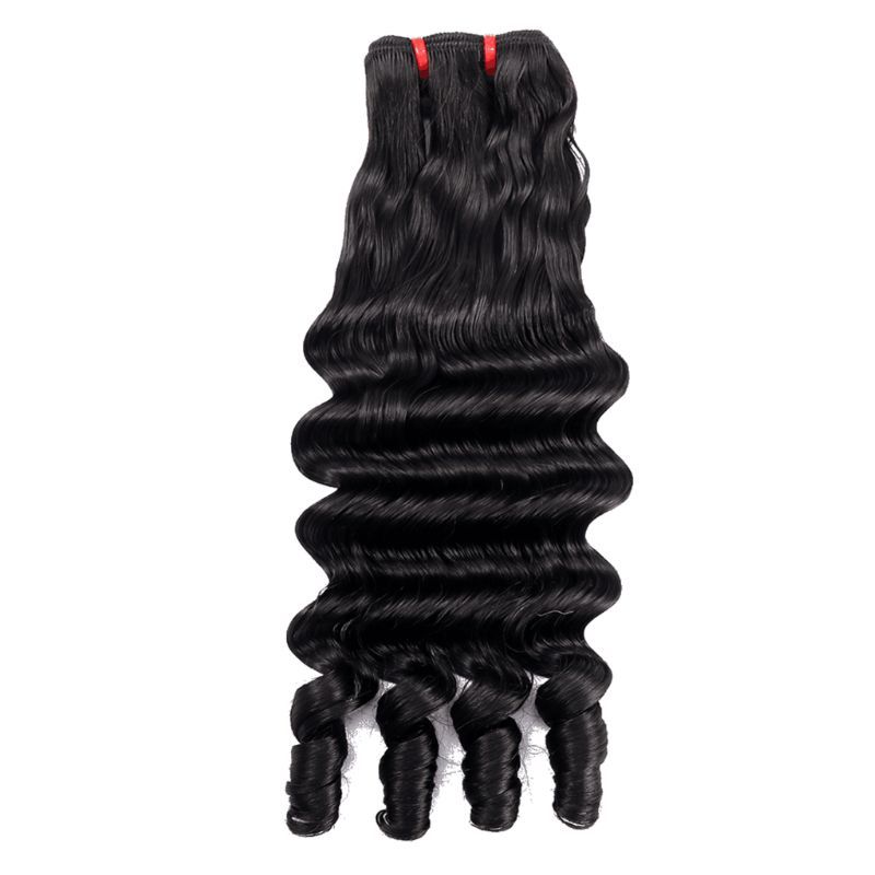 Fancy Curl 12A Grade Raw Double Drawn Indian Virgin Human Hair Bundles Sew in Extensions Natural Black Double Weft 100% Natural Cuticle Aligned Unprocessed Hair