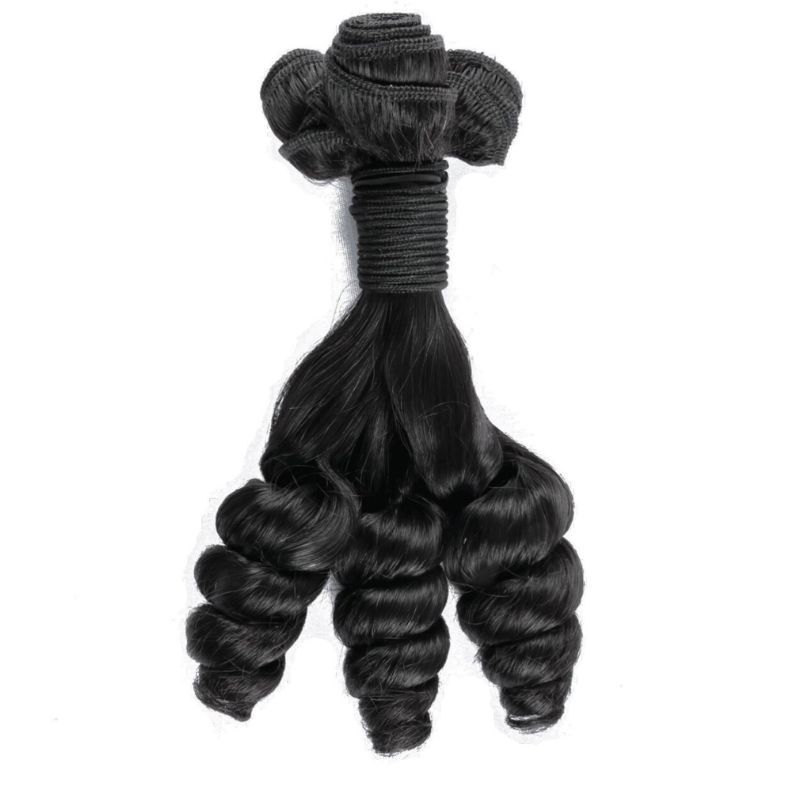 Loose Bouncy Curl 12A Grade Raw Double Drawn Indian Virgin Human Hair Bundles Sew in Extensions Natural Black Double Weft 100% Natural Cuticle Aligned Unprocessed Hair