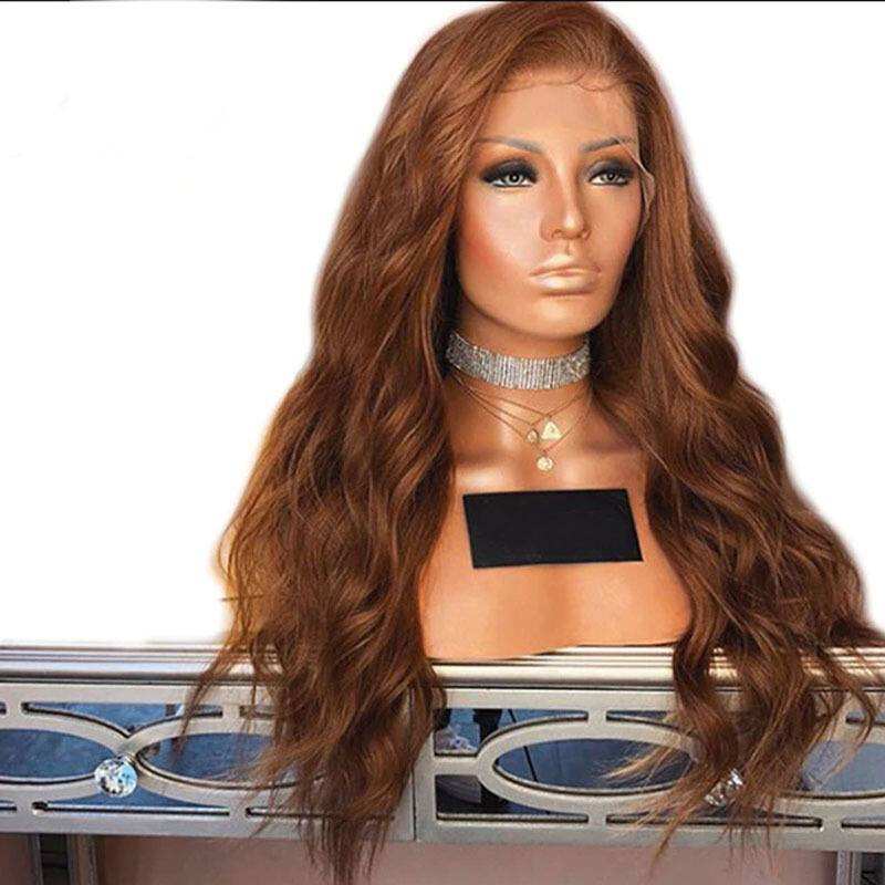 Colored 30 Brown Virgin Human Hair Full Lace Front Wig 130% Density Remy Wavy Glueless 360 Lace Frontal Wig With Baby Hair Preplucked