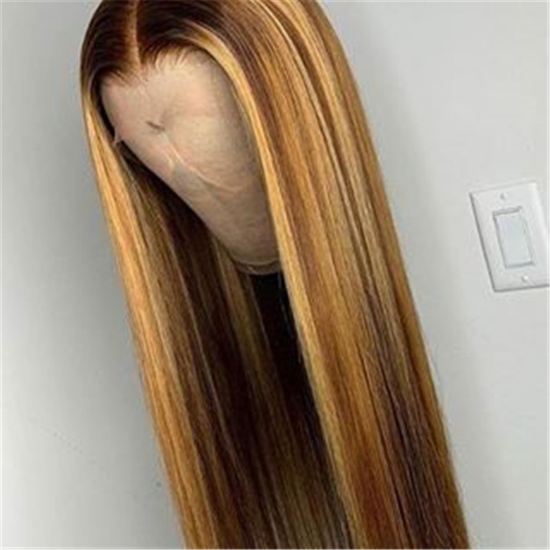 Human Virgin Hair Ombre Piano ColorPre Plucked Lace Front Wig And 13x4x1 T Part Lace Wig For Black Woman-56aa4b