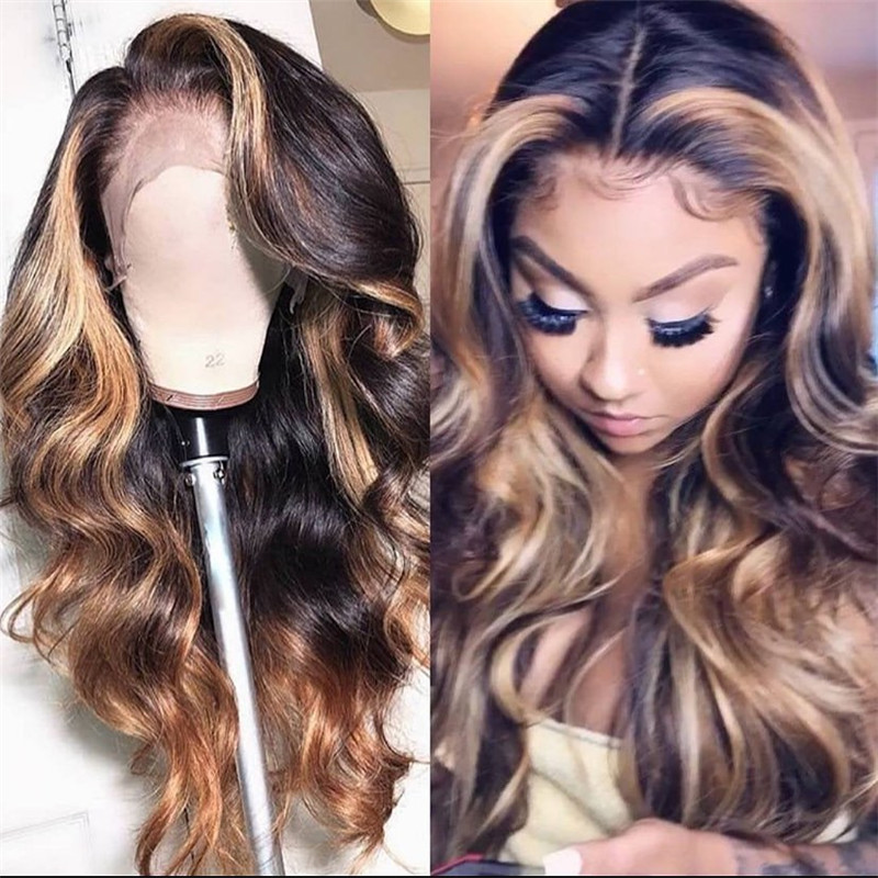Human Virgin Hair Ombre Pre Plucked Lace Front Wig And 13x4x1 T Part Lace Wig For Black Woman-1ea2a8