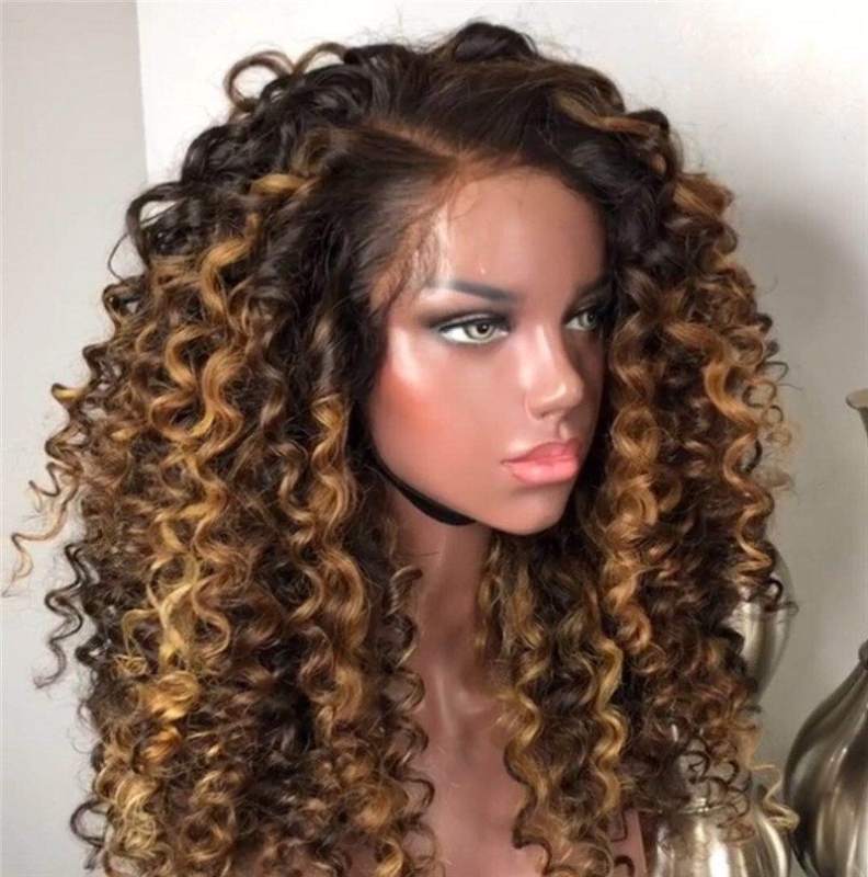 Human Virgin Hair Ombre Wave Pre Plucked Lace Front Wig For Black Woman