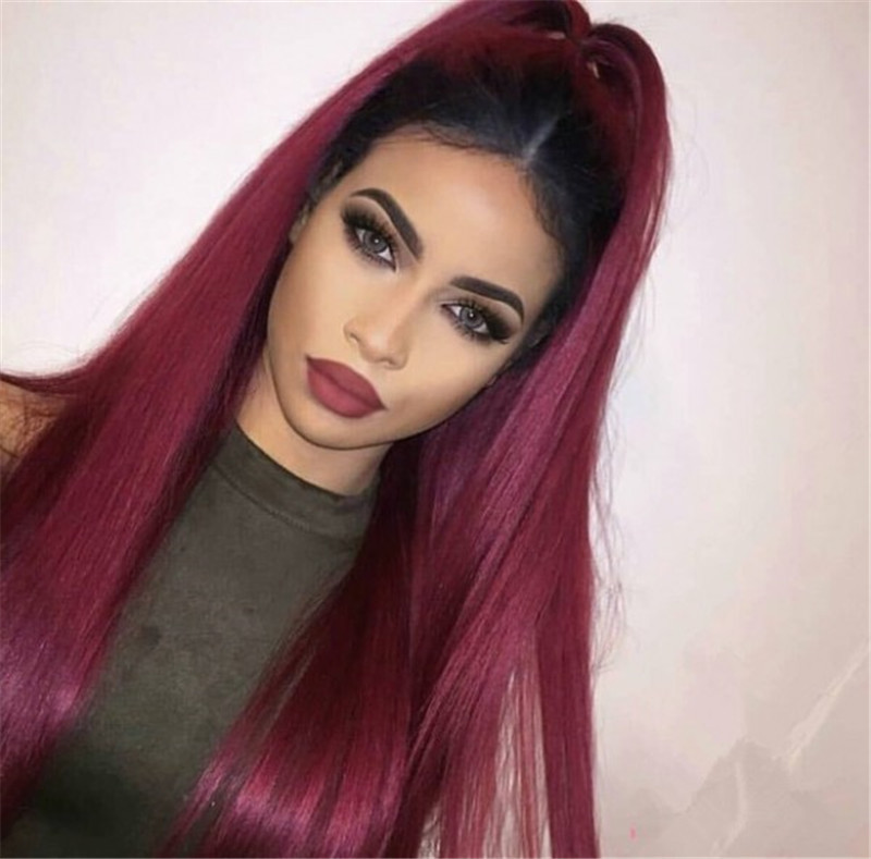 Human Virgin Hair Pre Plucked 1b/99j Lace Front Wig And 13x4x1 T Part Lace Wig For Black Woman-9.61E+30