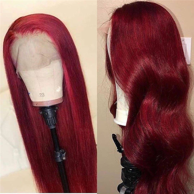 Human Virgin Hair Pre Plucked 99J Ombre Lace Front Wig And 13x4x1 T Part Lace Wig For Black Woman-b75b8e