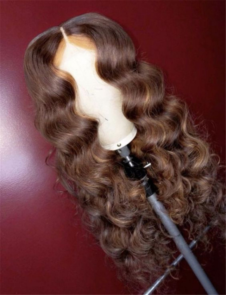 Human Virgin Hair Ombre Wave Pre Plucked Lace Front Wig And 13x4x1 T Part Lace Wig For Black Woman-c8f921